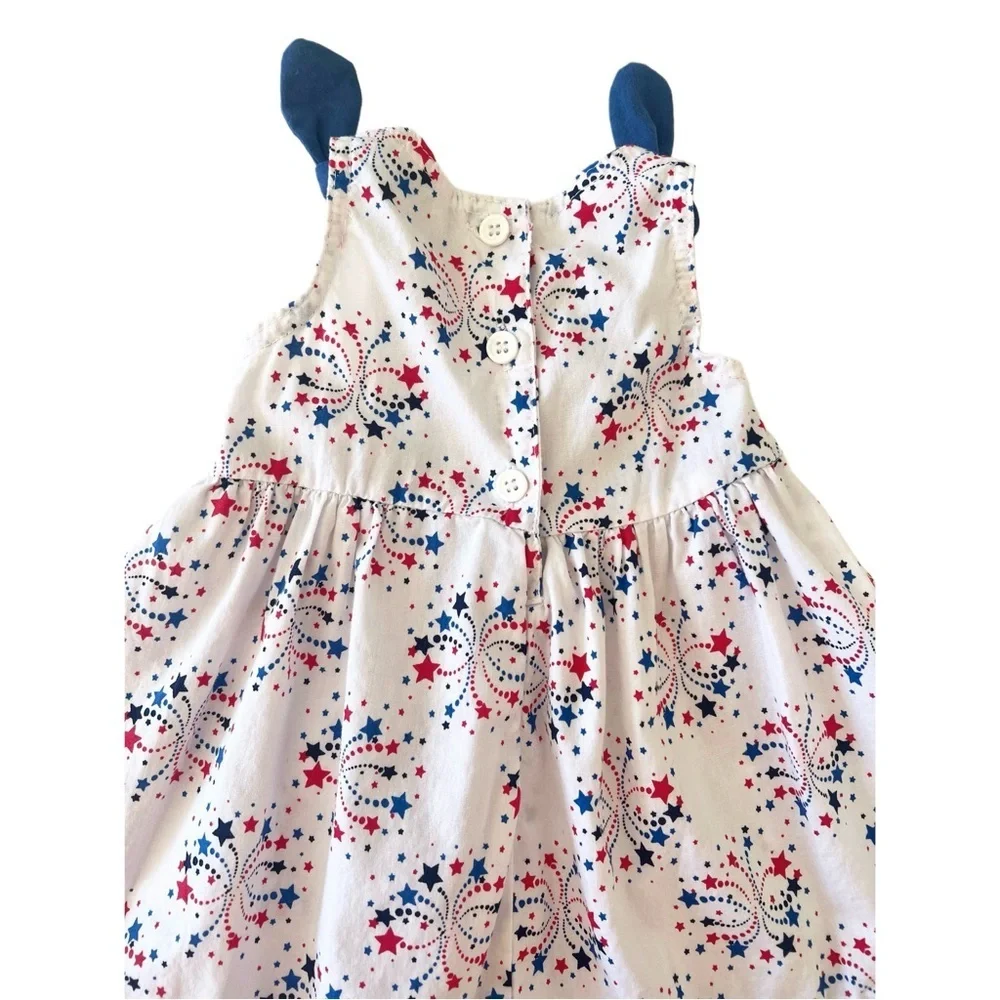 Girls Red White & Blue Fireworks Star Print Holiday Dress | Baby 3 Months